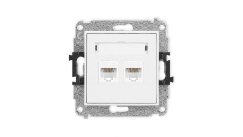 ICON Mechanizm gniazda komputerowego podwójnego 2xRJ45, kat. 5e, 8-stykowy biały IGK-2