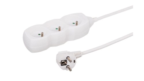 Przedłużacz 3-gniazdowy, 1,5m biały, 3x1,0mm OWY 34315