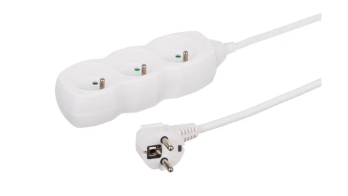 Przedłużacz 3-gniazdowy, 1,5m biały, 3x1,0mm OWY 34315