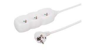 Przedłużacz 3-gniazdowy, 3m biały, 3x1,0mm OWY 34330