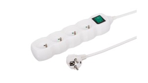 Przedłużacz 4-gniazdowy, 1,5m biały, z wyłącznikiem, 3x1,0mm OWY 35415