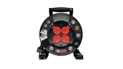 Przedłużacz bębnowy EXTREME LINE 4 gniazda z/u IP44 16A H07BQ-F 3x2,5 40m czarny W-100087