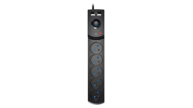 Przedłużacz przeciwprzepięciowy professional 5 gniazd 2xUSB 5m 10A 230V 2300W czarny W-100045