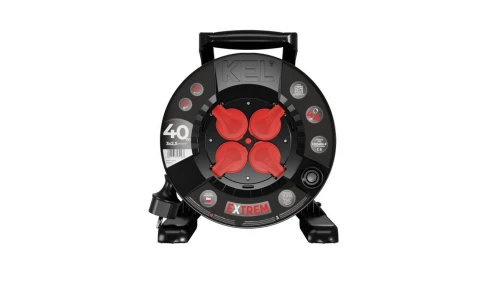 Przedłużacz bębnowy EXTREME LINE 4 gniazda z/u IP44 16A H05RR-F 3x2,5 40m czarny W-100031