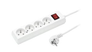 Przedłużacz z wyłącznikiem 4-gniazda z/u 10A 1,5m /OMY 3x1/ biały PS-470WS T-105940