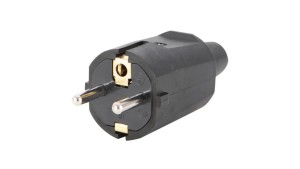 Wtyczka gumowa przenośna z/u z uziemieniem 2P+Z IP20 250V 16 A, czarna 12091