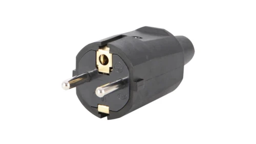 Wtyczka gumowa przenośna z/u z uziemieniem 2P+Z IP20 250V 16 A, czarna 12091