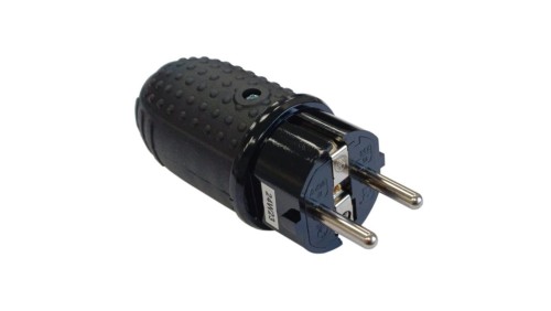 Wtyczka gumowa 2P+Z IP44 250V~ 16 A 3680W prosta czarna 24016