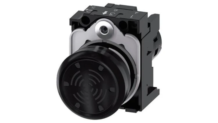 Brzęczyk kompaktowy 22mm dźwięk ciągły 45kHz 75dB 24V AC-DC IP69 tworzywo z uchwytem przył śrub SIRIUS ACT 3SU1200-6LB10-1AA0