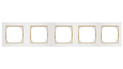 SANTRA ramka pięciokrotna IP20 biały/złoty 4175-27