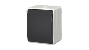 Łącznik pojedynczy zwierny dzwonek natynkowy Aqua Plus IP54 szaro grafitowy 40112