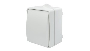 Łącznik pojedynczy zwierny dzwonek natynkowy Aqua Plus IP54 biały 40222