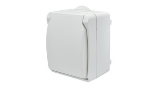 Gniazdo pojedyncze z uziemieniem natynkowe z klapką Aqua Plus IP54 białe 40224