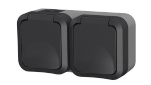 Gniazdo z uziemieniem podwójne natynkowe Aqua Pro IP55 szaro grafitowe 60325