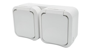 Gniazdo z uziemieniem podwójne natynkowe Aqua Pro IP55 białe 60225