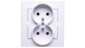 SONATA Gniazdo podwójne z uziemieniem kompletne z ramką biały mat GP-2RZ/75