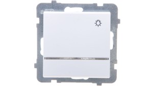 SONATA Łącznik zwierny światło z podświetleniem niebieskim biały mat ŁP-5RS/m/75