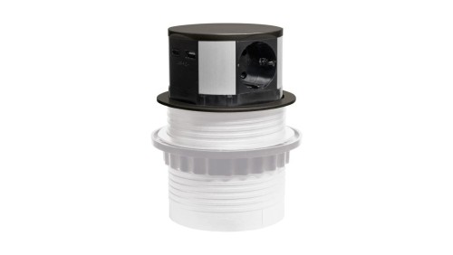 Gniazdo meblowe do zabudowy 3 złącza wtyczkowe schuko 1xUSB A 1xUSB C GMZ-5AO W-72014