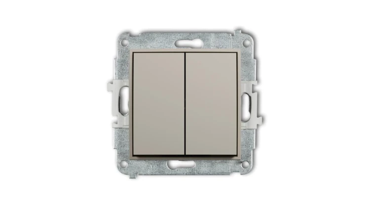 MINI Mechanizm łącznika zwiernego, świecznikowego (dwa klawisze bez piktogramów, wspólne zasilanie) taupe 60MWP-44.1