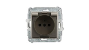 MINI Mechanizm gniazda bryzgoszczelnego z uziemieniem 2P+Z (klapka dymna, przesłony torów prądowych) taupe 60MGPB-1zdp