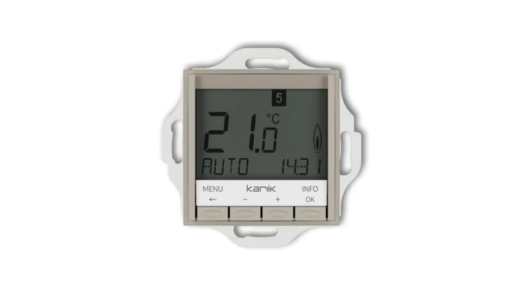 MINI Mechanizm uniwersalnego elektronicznego tygodniowego regulatora temperatury (podświetlenie niebieskie) taupe 60MRT-3.2