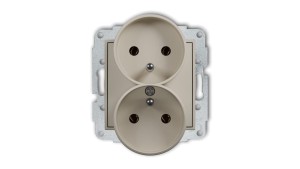 MINI Mechanizm gniazda podwójnego do ramki z uziemieniem 2x(2P+Z) (bez przesłon torów prądowych) taupe 60MGPR-2z