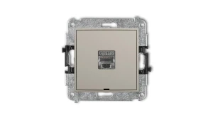 MINI Mechanizm gniazda komputerowego pojedynczego 1xRJ45, kat. 5e, ekranowany, 8-stykowy, bez pola opisowego taupe 60MGKBO-1e