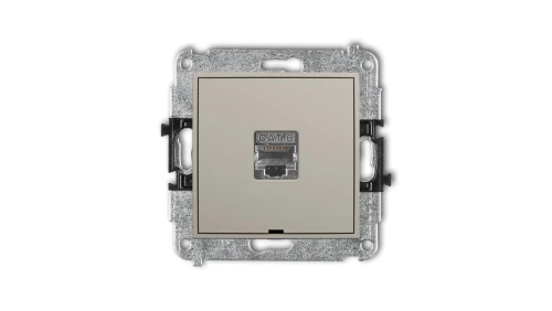 MINI Mechanizm gniazda komputerowego pojedynczego 1xRJ45, kat. 5e, ekranowany, 8-stykowy, bez pola opisowego taupe 60MGKBO-1e