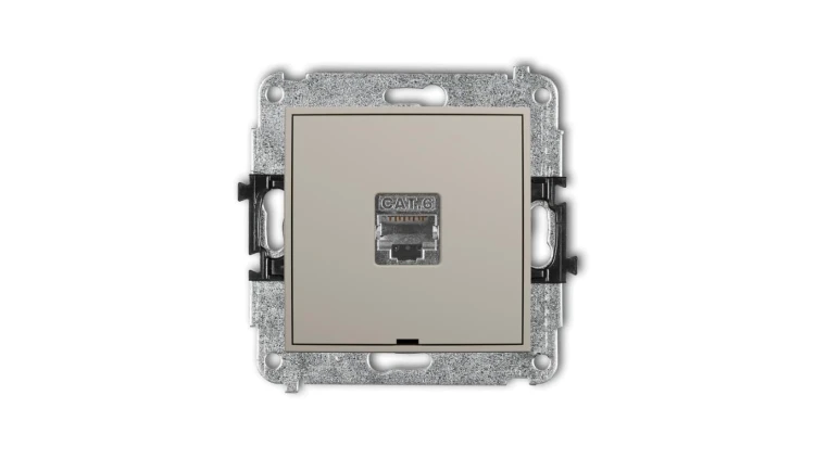 MINI Mechanizm gniazda komputerowego pojedynczego 1xRJ45, kat. 5e, ekranowany, 8-stykowy, bez pola opisowego taupe 60MGKBO-1e