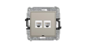 MINI Mechanizm gniazda komputerowego podwójnego 2xRJ45, kat. 5e, 8-stykowy, bez pola opisowego taupe 60MGKBO-2