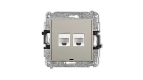 MINI Mechanizm gniazda komputerowego podwójnego 2xRJ45, kat. 5e, 8-stykowy, bez pola opisowego taupe 60MGKBO-2