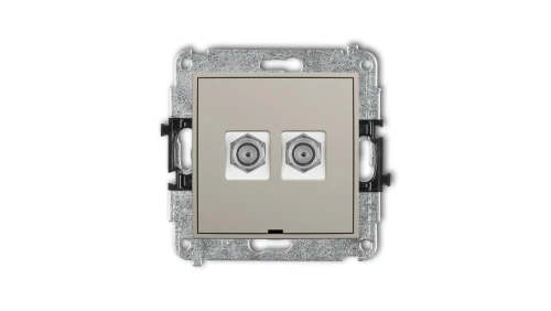 MINI Mechanizm gniazda antenowego podwójnego typu F (SAT) niklowany, bez pola opisowego taupe 60MGFBO-2