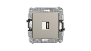 MINI Mechanizm ładowarki USB pojedynczej USB A, 10W max., 5V, 2A, bez pola opisowego taupe 60MCUSBBO-3