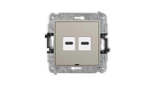 MINI Mechanizm ładowarki USB podwójnej 2xUSB C, 20W max., bez pola opisowego taupe 60MCUSBBO-7