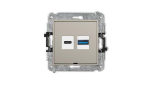 MINI Mechanizm ładowarki USB podwójnej USB C + USB A, 20W max., bez pola opisowego taupe 60MCUSBBO-8