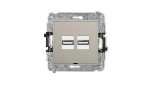 MINI Mechanizm ładowarki USB podwójnej 2xUSB A, 15,5W max., 5V, 3.1A, bez pola opisowego taupe 60MCUSBBO-6