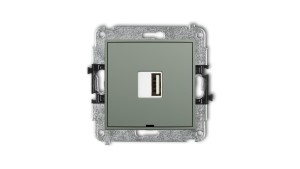 MINI Mechanizm ładowarki USB pojedynczej USB A, 10W max., 5V, 2A, bez pola opisowego szałwiowy 61MCUSBBO-3