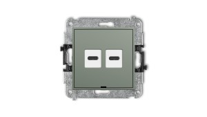 MINI Mechanizm ładowarki USB podwójnej 2xUSB C, 20W max., bez pola opisowego szałwiowy 61MCUSBBO-7