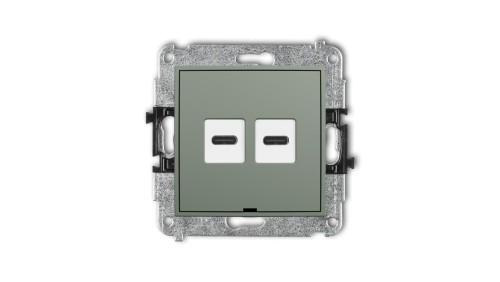 MINI Mechanizm ładowarki USB podwójnej 2xUSB C, 20W max., bez pola opisowego szałwiowy 61MCUSBBO-7