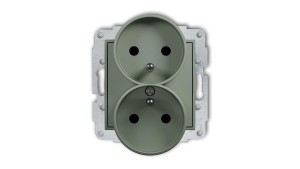 MINI Mechanizm gniazda podwójnego do ramki z uziemieniem 2x(2P+Z) (przesłony torów prądowych) szałwiowy 61MGPR-2zp