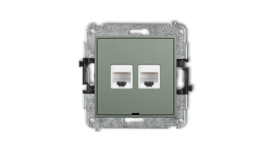 MINI Mechanizm gniazda komputerowego podwójnego 2xRJ45, kat. 5e, 8-stykowy, bez pola opisowego szałwiowy 61MGKBO-2