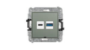 MINI Mechanizm ładowarki USB podwójnej USB C + USB A, 20W max., bez pola opisowego szałwiowy 61MCUSBBO-8