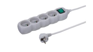 Przedłużacz 4-gniazdowy, 3m szary, z uziemieniem, z wyłącznikiem OWY 24383