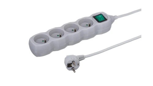 Przedłużacz 4-gniazdowy, 3m szary, z uziemieniem, z wyłącznikiem OWY 24383