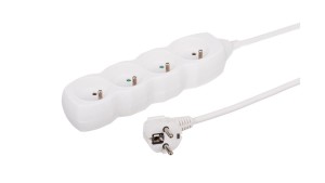 Przedłużacz 4-gniazdowy, 3m biały, 3x1,0mm OWY 34430