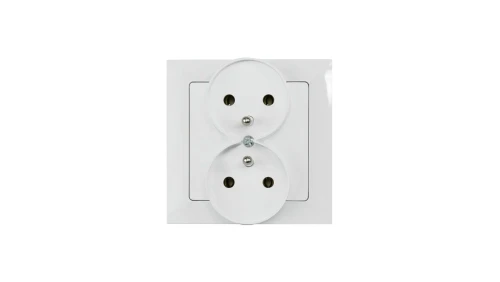 Gniazdo podtynkowe podwójne 2x2p+Z do ramki, Pola białe, 33028