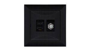Gniazdo podtynkowe typu F + gn. RJ-45 Pola czarny, 33205
