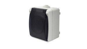 Gniazdo pojedyncze z uziemieniem natynkowe z klapką dymną Aqua Plus IP54 białe / 40116