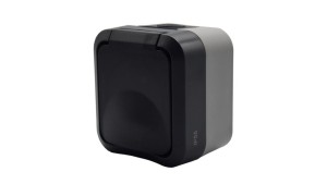 Gniazdo z uziemieniem pojedyncze natynkowe Aqua Pro IP55 szaro grafitowe klapka dymna / 60326