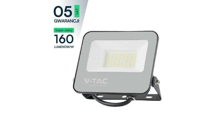 Projektor LED 30W 4800lm 6500K Dioda 160LM/W IP65 Czarny 5 Lat Gwarancji 23693